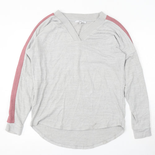 NEXT Womens Grey V-Neck Viscose Pullover Jumper Size 12