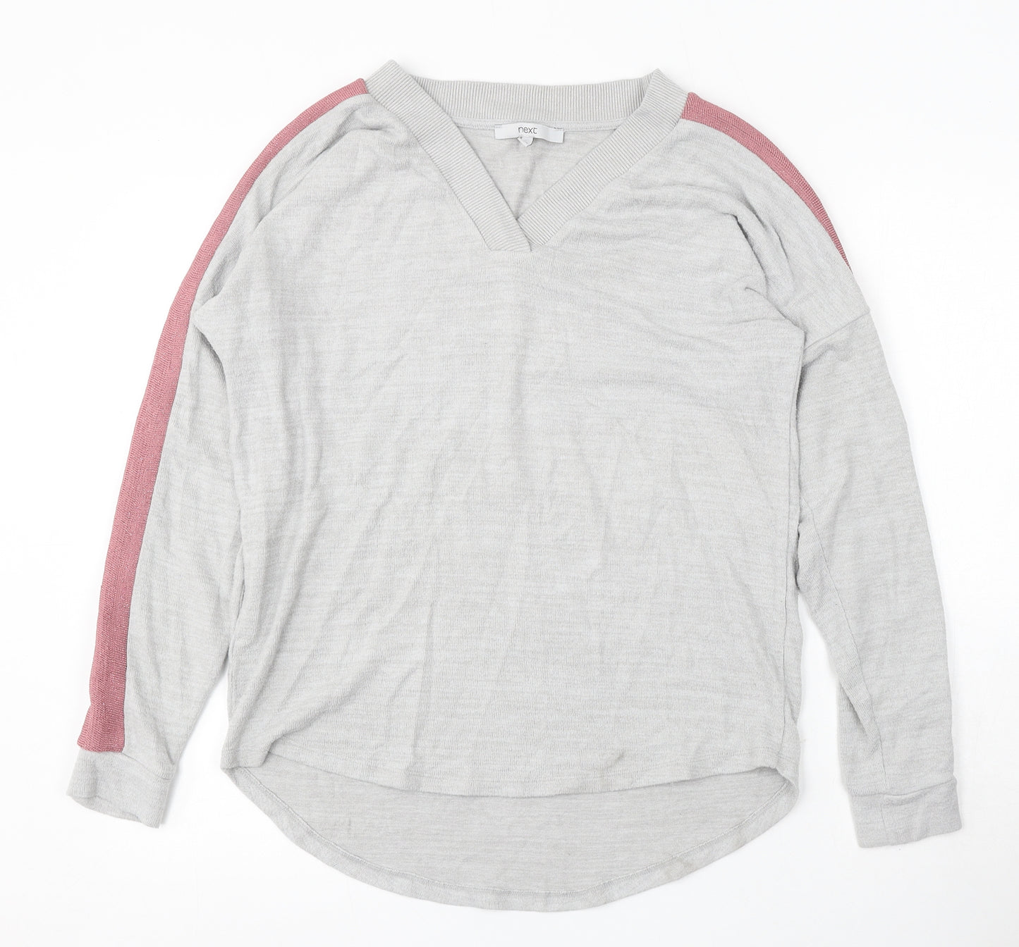 NEXT Womens Grey V-Neck Viscose Pullover Jumper Size 12
