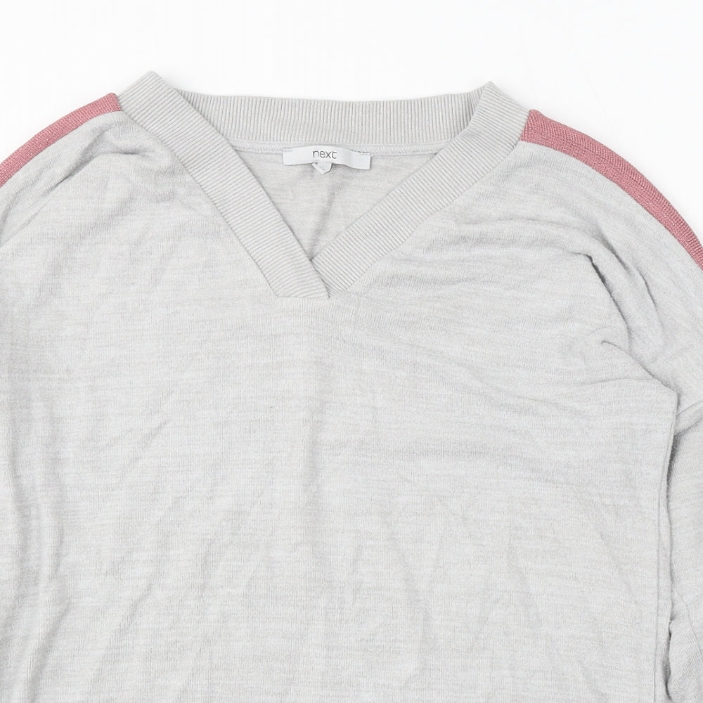 NEXT Womens Grey V-Neck Viscose Pullover Jumper Size 12