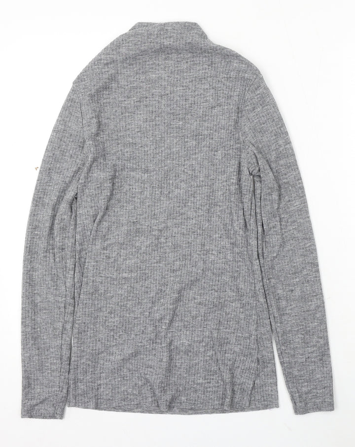 River Island Womens Grey Mock Neck Polyester Pullover Jumper Size 10