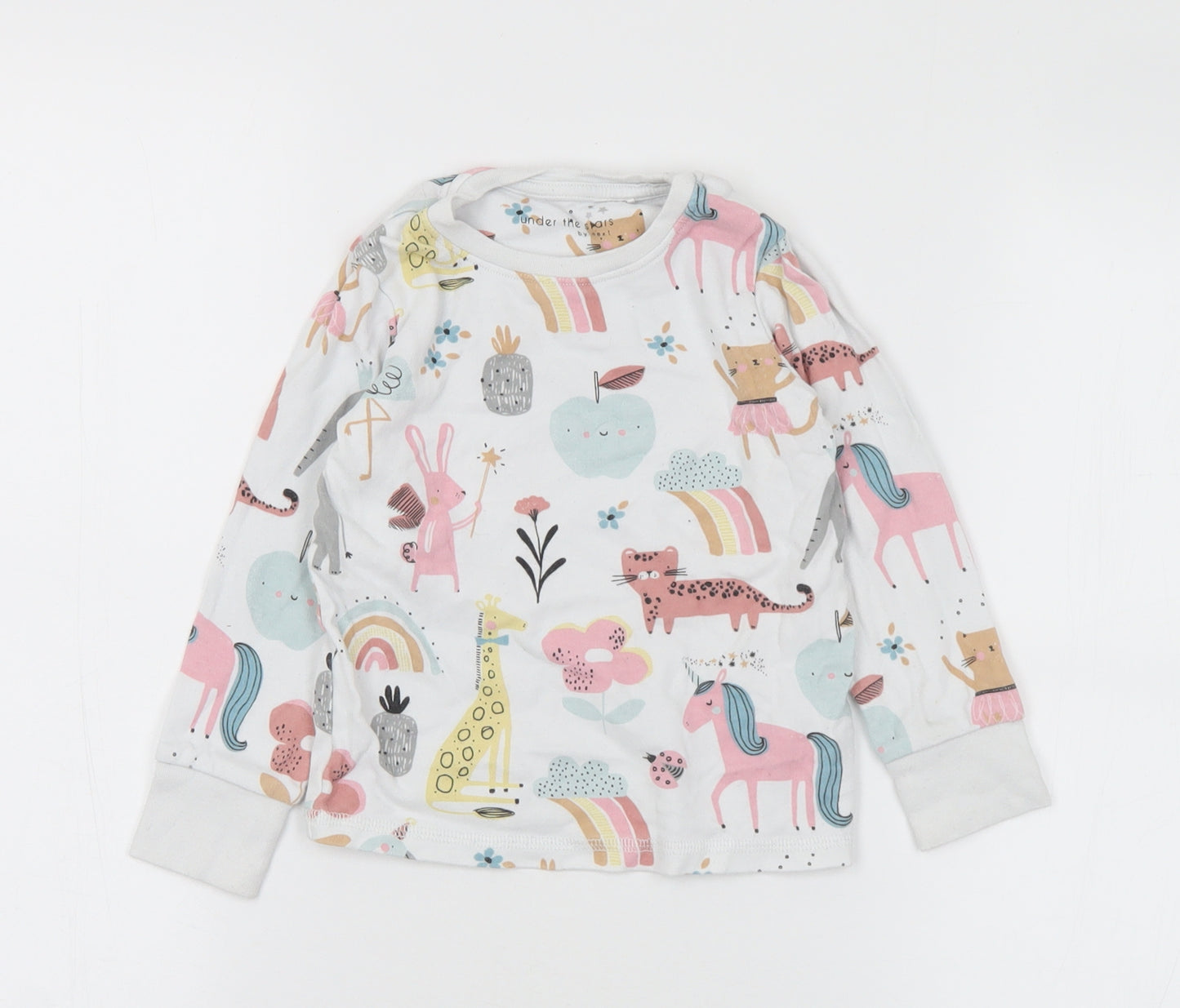 NEXT Girls Multicoloured Geometric Cotton Basic T-Shirt Size 18-24 Months Crew Neck