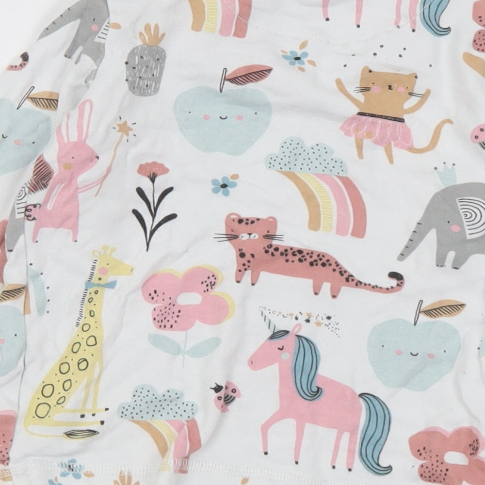 NEXT Girls Multicoloured Geometric Cotton Basic T-Shirt Size 18-24 Months Crew Neck