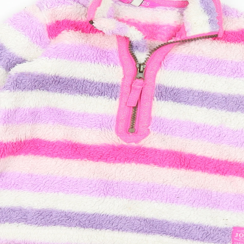 Joules Girls Multicoloured Collared Striped Polyester Pullover Jumper Size 4 Years