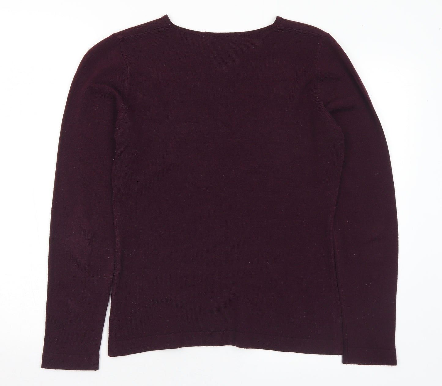 George Womens Purple V-Neck Acrylic Pullover Jumper Size 12