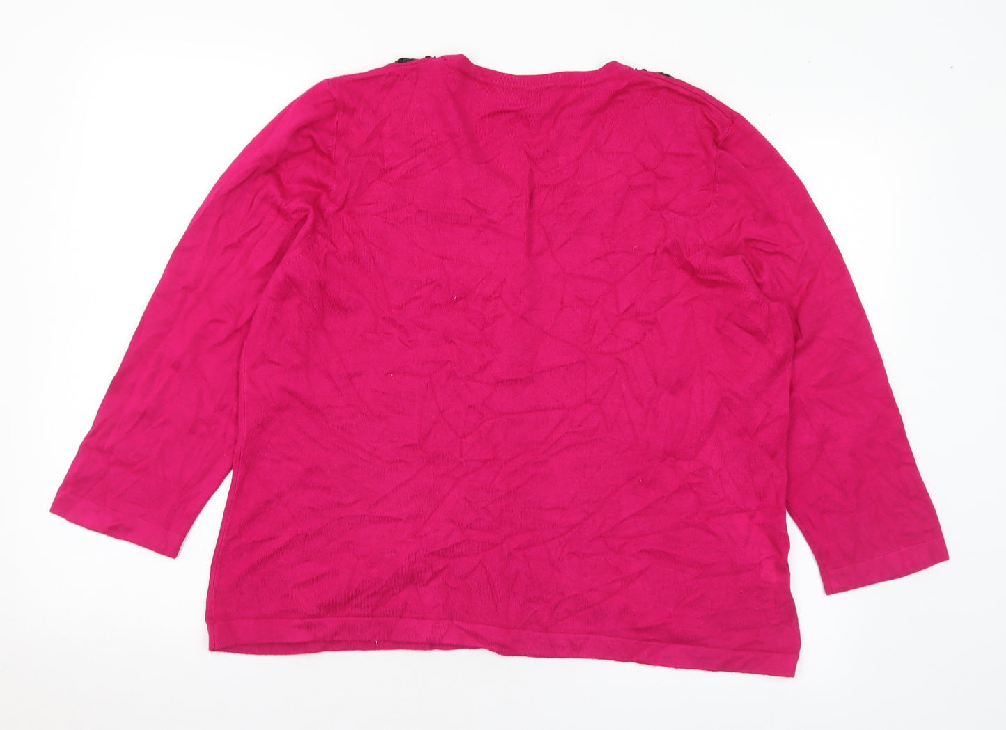 CC Womens Pink Round Neck Viscose Cardigan Jumper Size XL