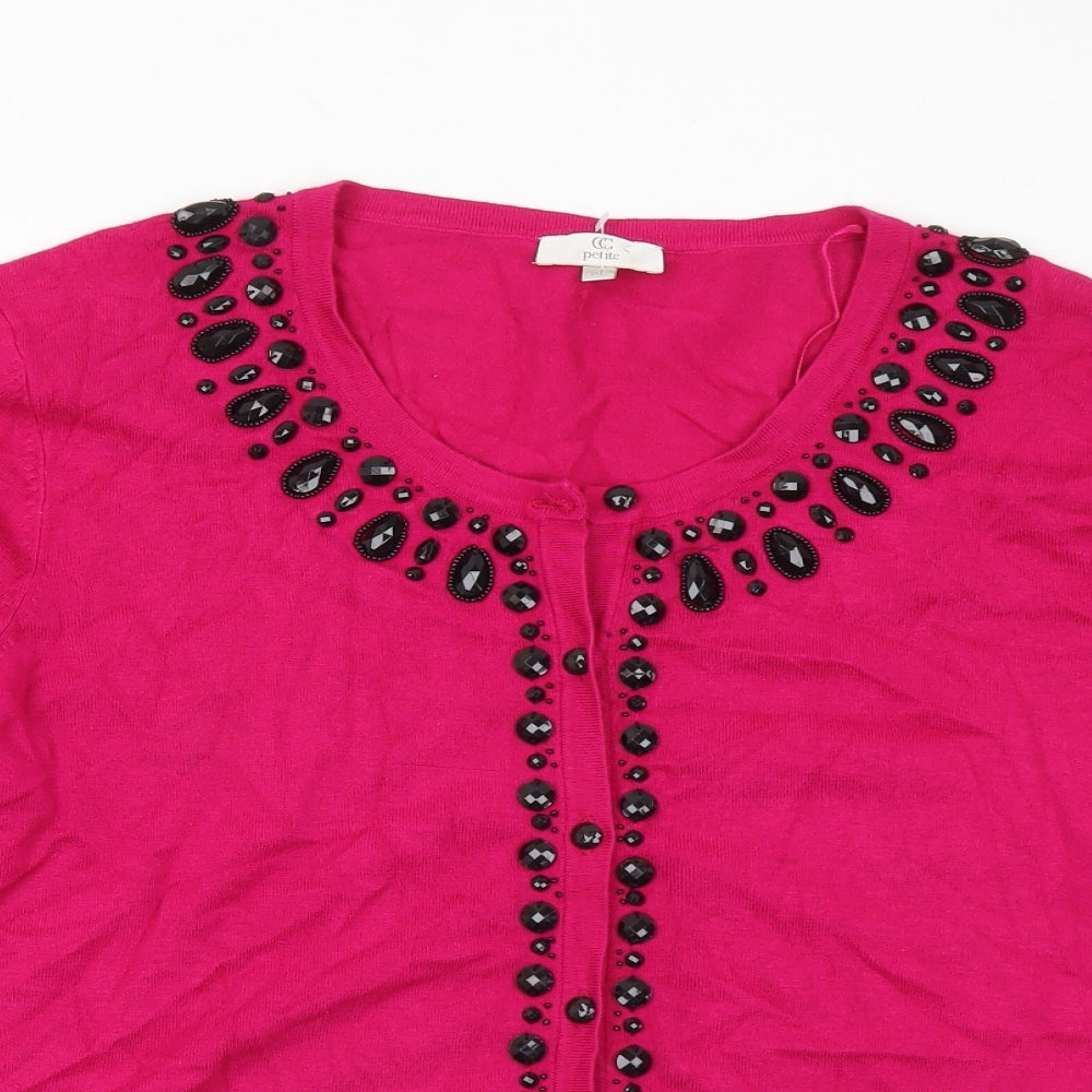 CC Womens Pink Round Neck Viscose Cardigan Jumper Size XL