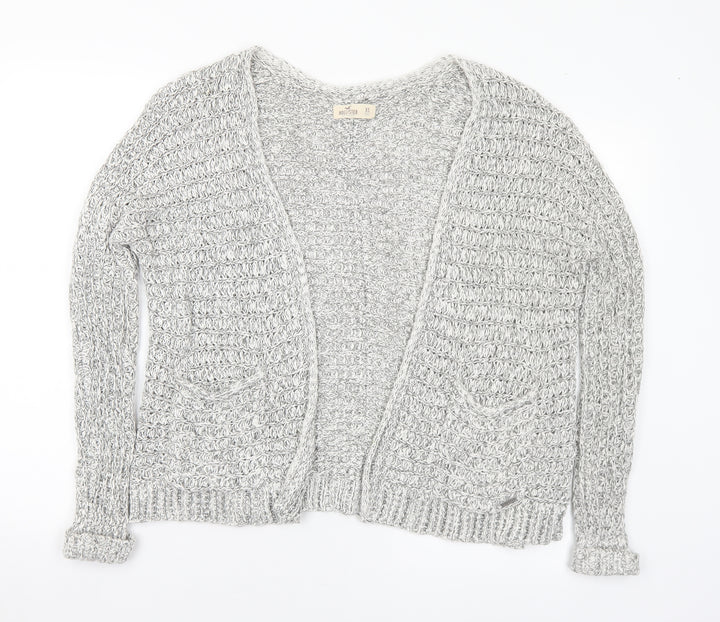 Hollister Womens Grey V-Neck Cotton Cardigan Jumper Size XS