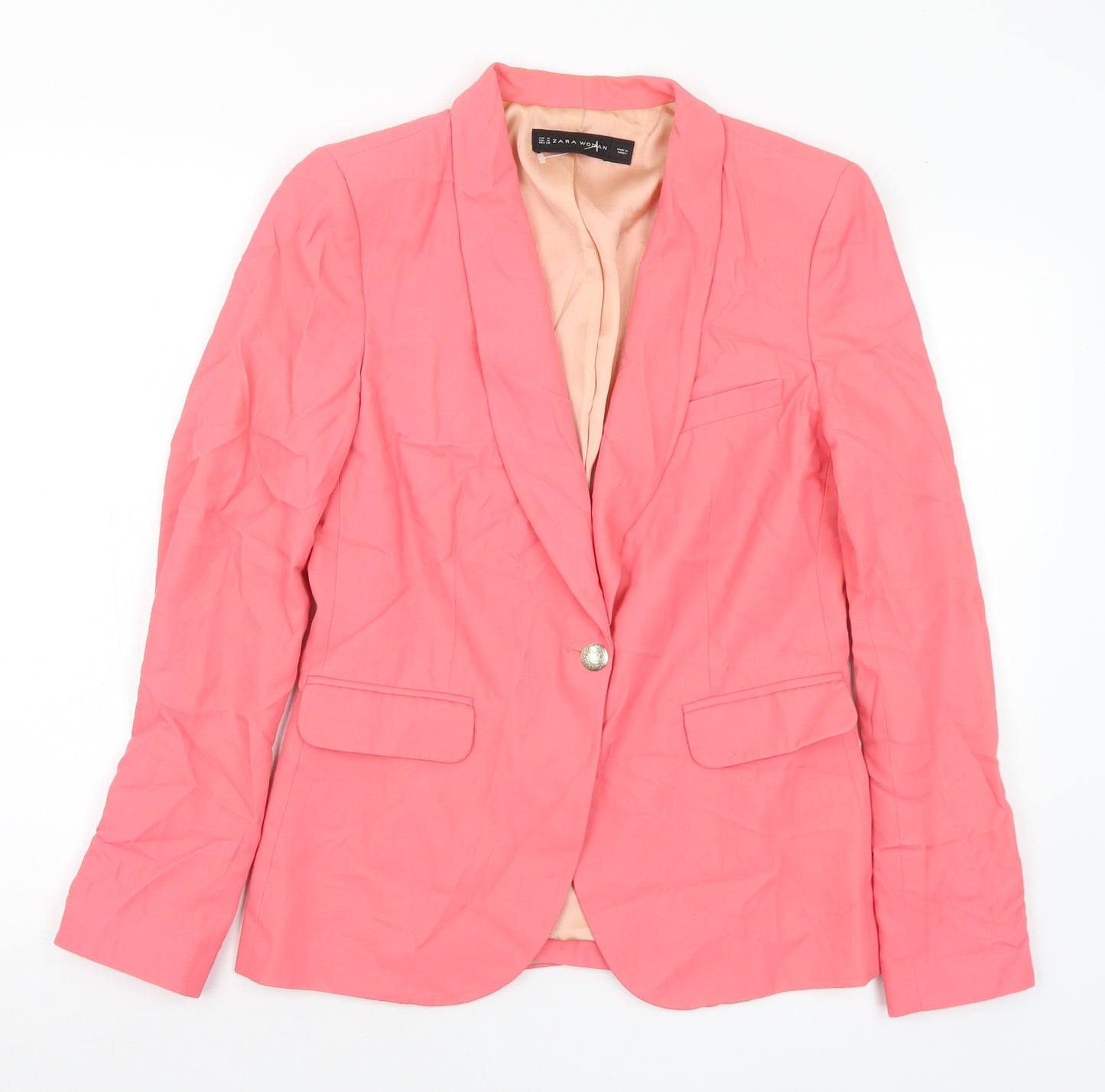 Zara Womens Pink Viscose Jacket Suit Jacket Size M