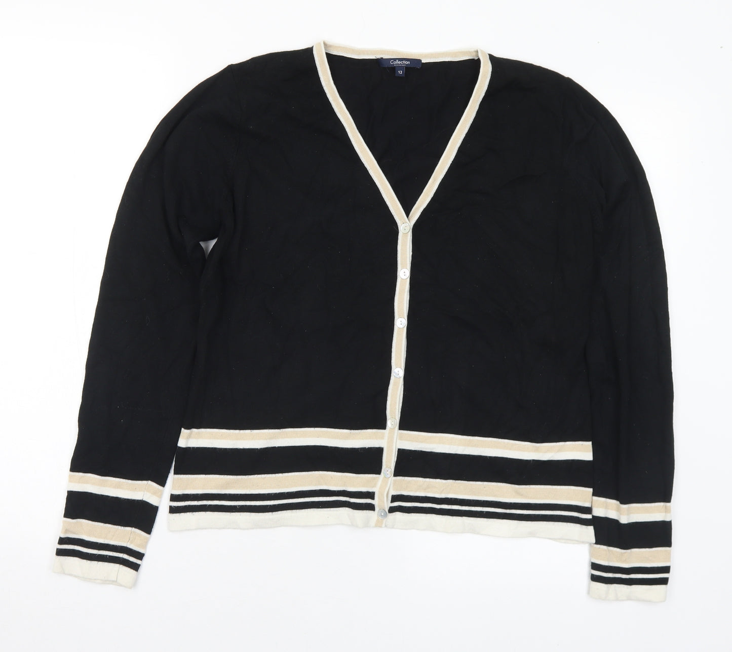 Debenhams Womens Multicoloured V-Neck Striped Viscose Cardigan Jumper Size 12