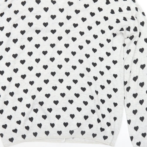 F&F Womens Grey Round Neck Geometric Viscose Cardigan Jumper Size 16 - Hearts