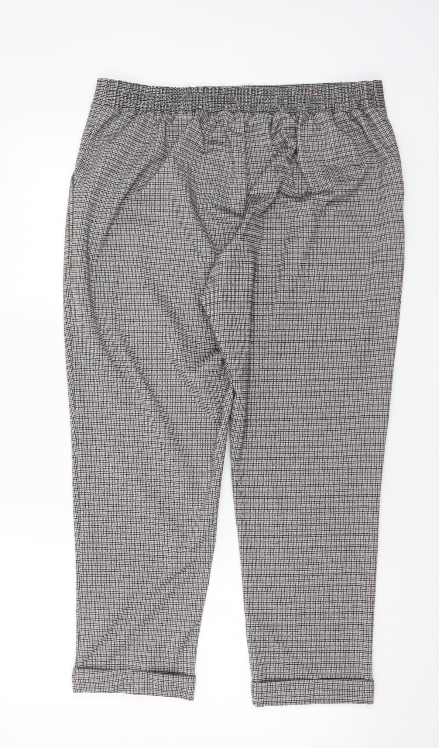Matalan Womens Grey Geometric Polyester Cropped Trousers Size 16 L25 in Regular
