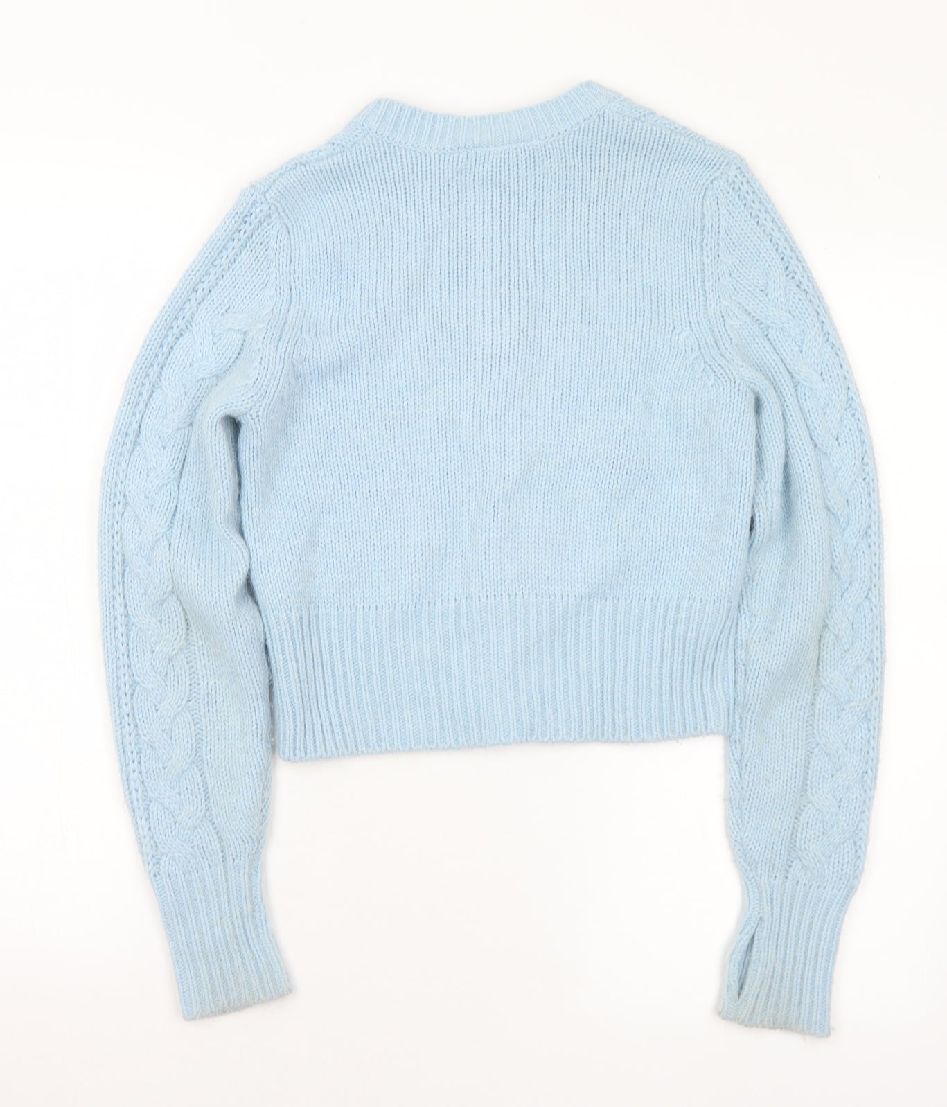 Monki Womens Blue Round Neck Acrylic Cardigan Jumper Size XS