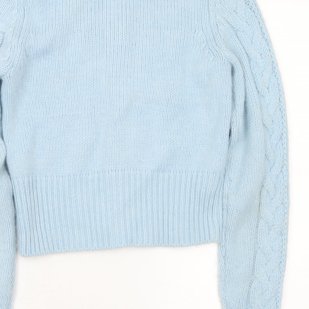Monki Womens Blue Round Neck Acrylic Cardigan Jumper Size XS
