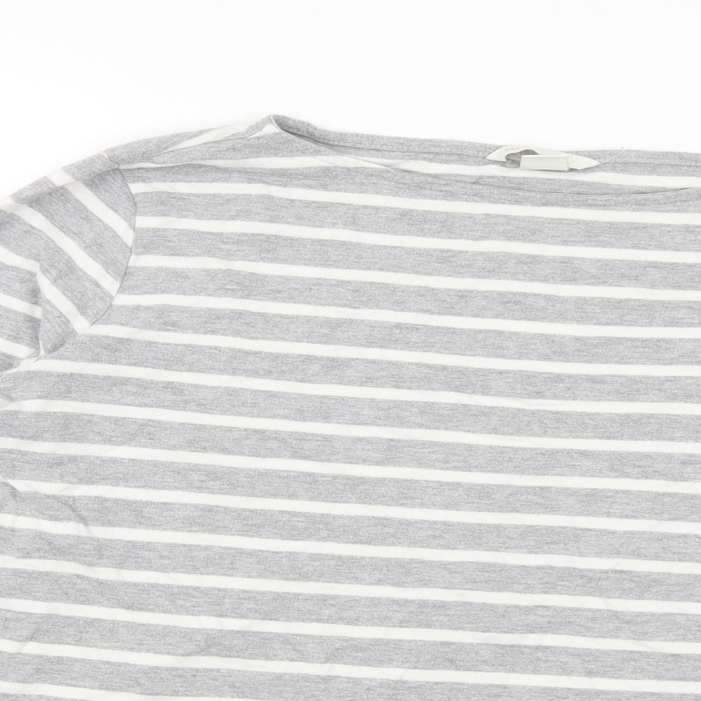 H&M Womens Grey Striped Cotton Pullover Sweatshirt Size M