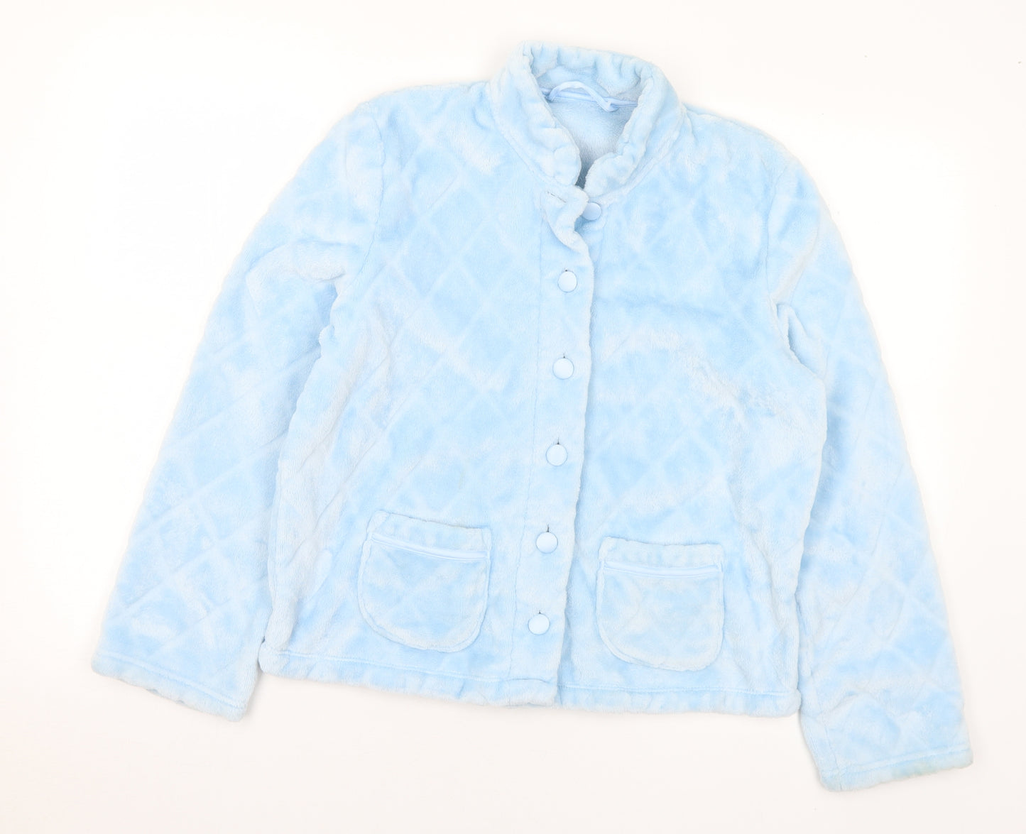 Marks and Spencer Womens Blue Solid Polyester Top Robe Size 8 Button - 8-10