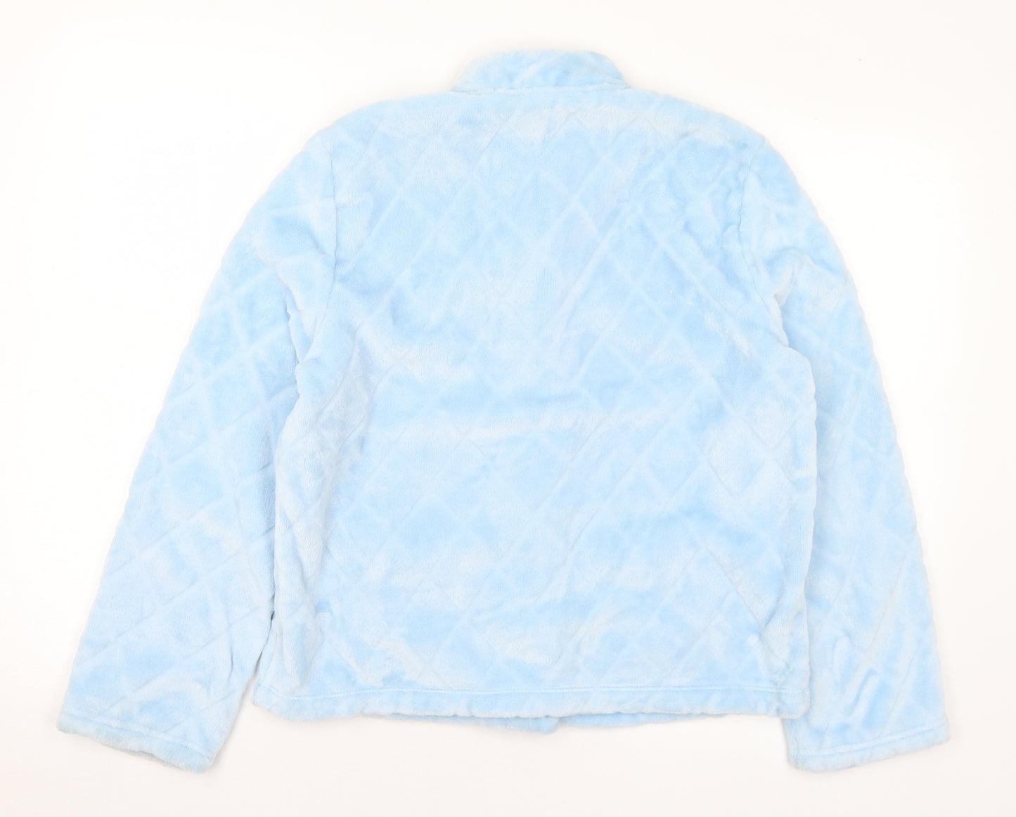 Marks and Spencer Womens Blue Solid Polyester Top Robe Size 8 Button - 8-10