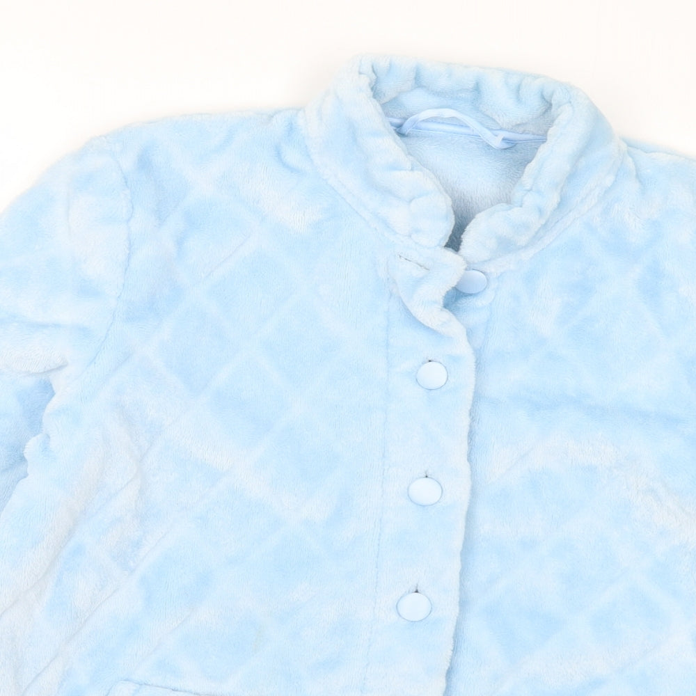 Marks and Spencer Womens Blue Solid Polyester Top Robe Size 8 Button - 8-10