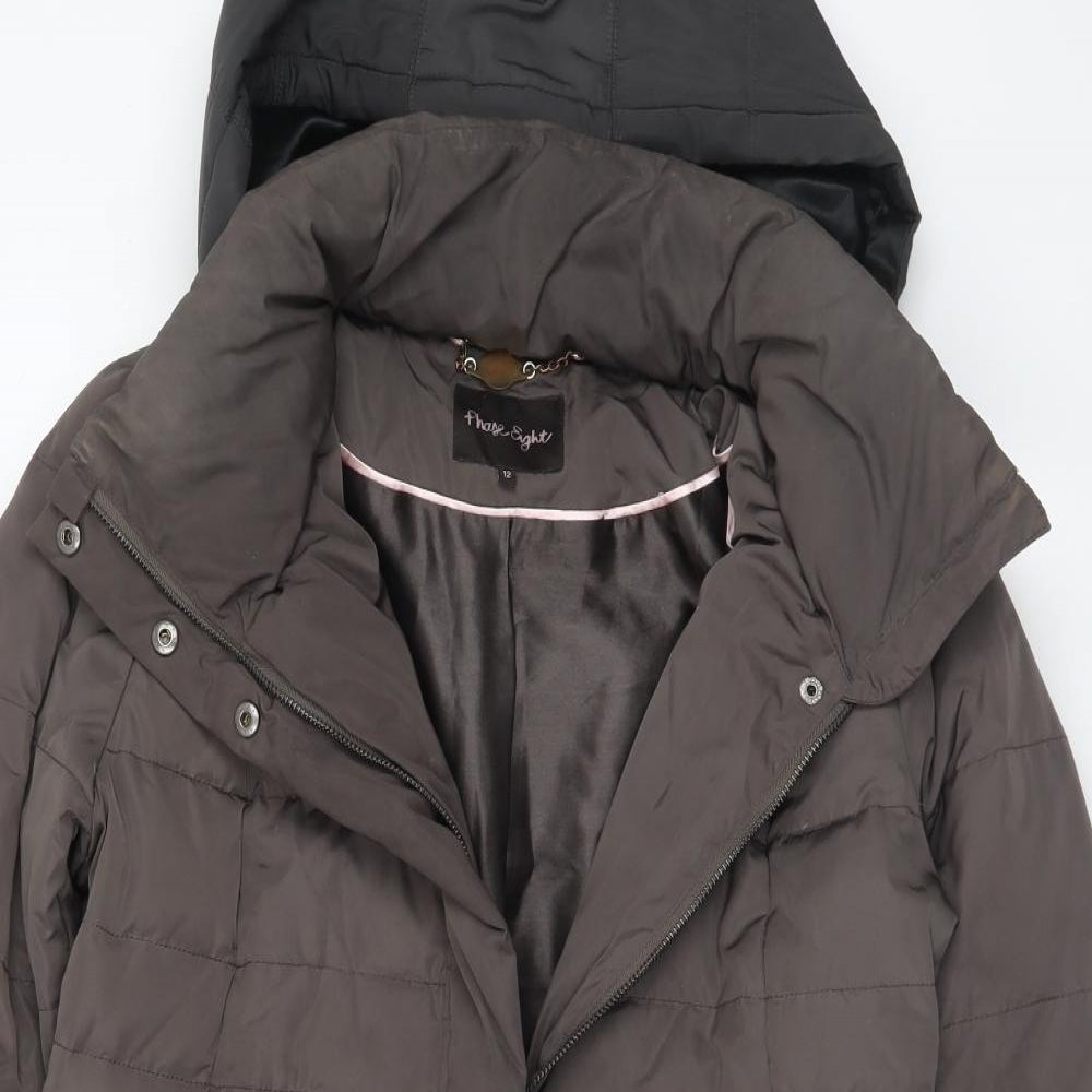 Phase Eight Womens Brown Quilted Coat Size 12 Zip