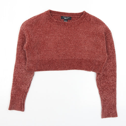 New Look Girls Brown Round Neck Acrylic Pullover Jumper Size 10-11 Years