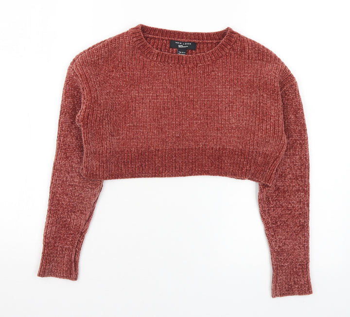 New Look Girls Brown Round Neck Acrylic Pullover Jumper Size 10-11 Years