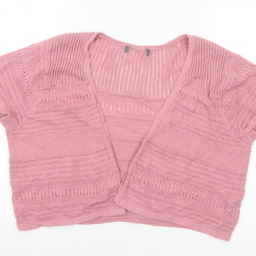 Primark Womens Pink V-Neck Cotton Cardigan Jumper Size 12 - 12-14