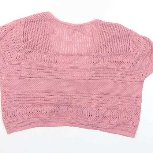 Primark Womens Pink V-Neck Cotton Cardigan Jumper Size 12 - 12-14