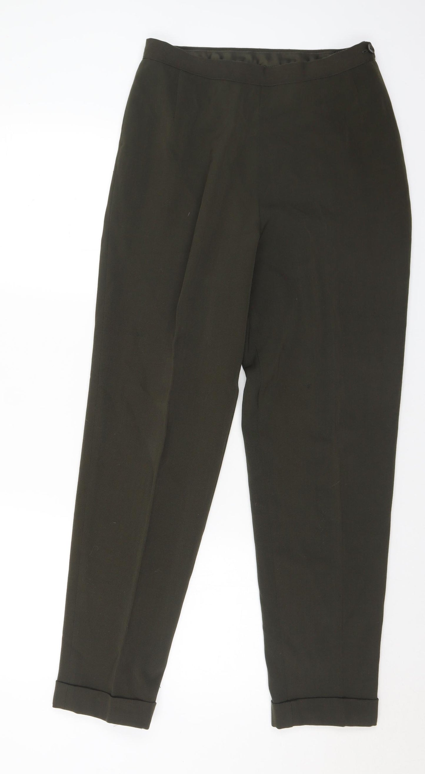 Marks and Spencer Womens Green Polyester Trousers Size 14 L29 in Regular