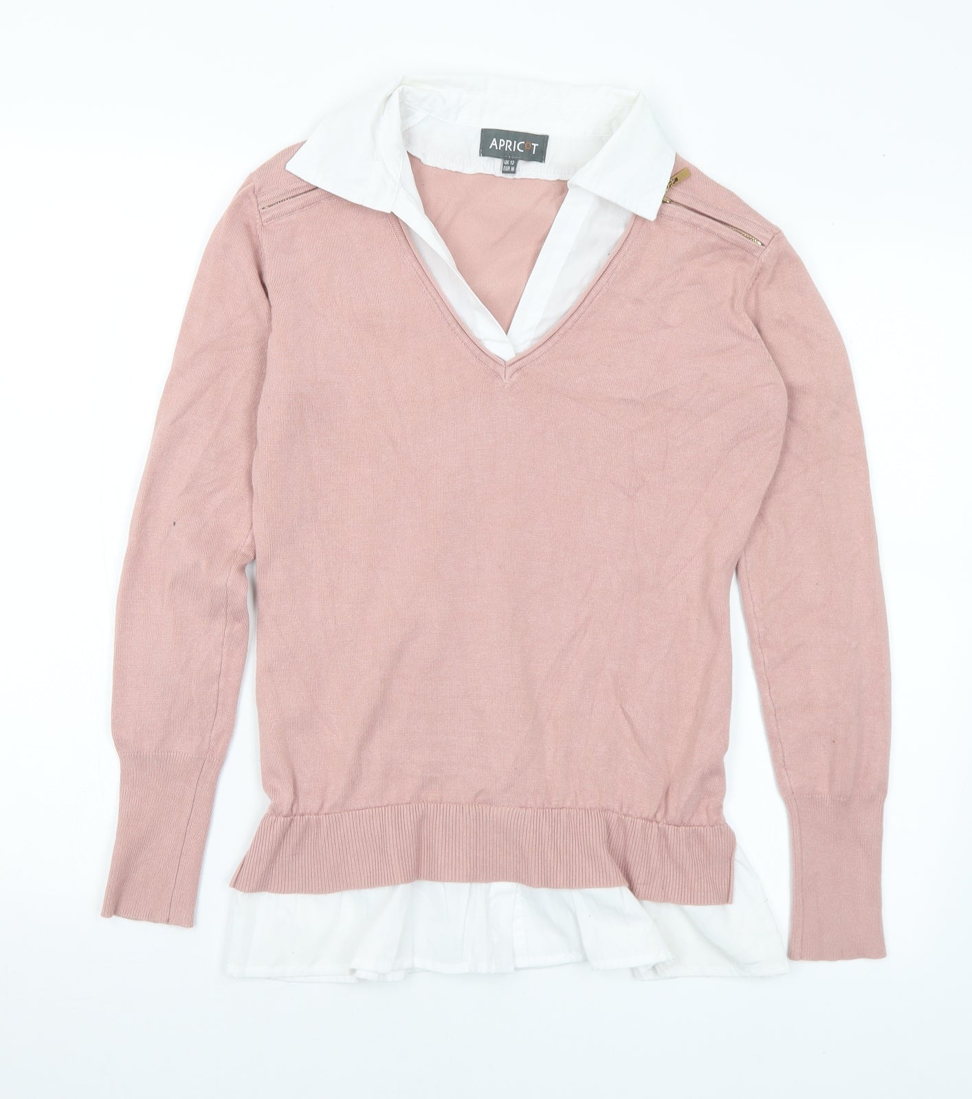 Apricot Womens Pink Collared Viscose Pullover Jumper Size 12