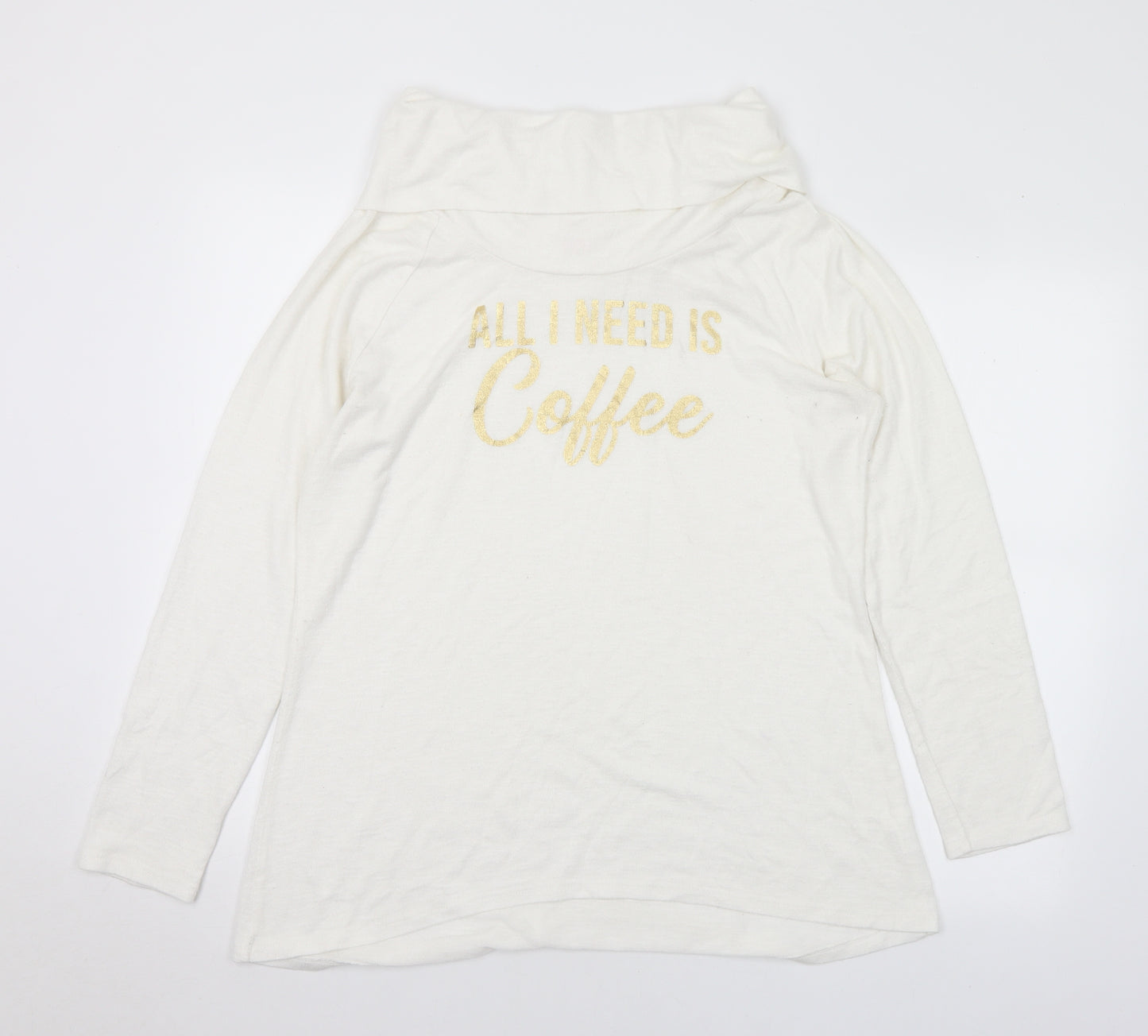 No Boundaries Womens White Roll Neck Rayon Pullover Jumper Size XL - Coffee