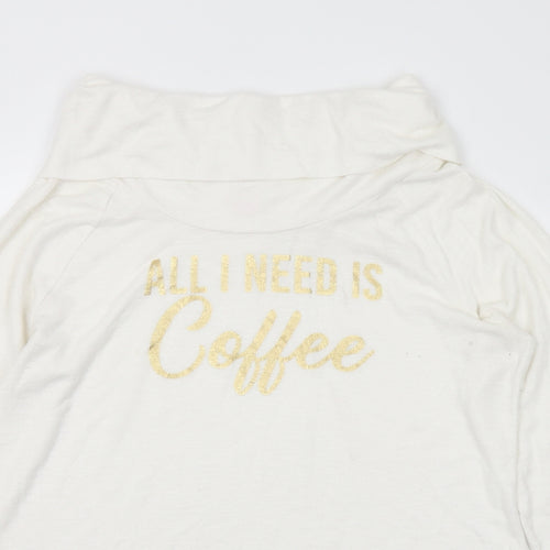 No Boundaries Womens White Roll Neck Rayon Pullover Jumper Size XL - Coffee