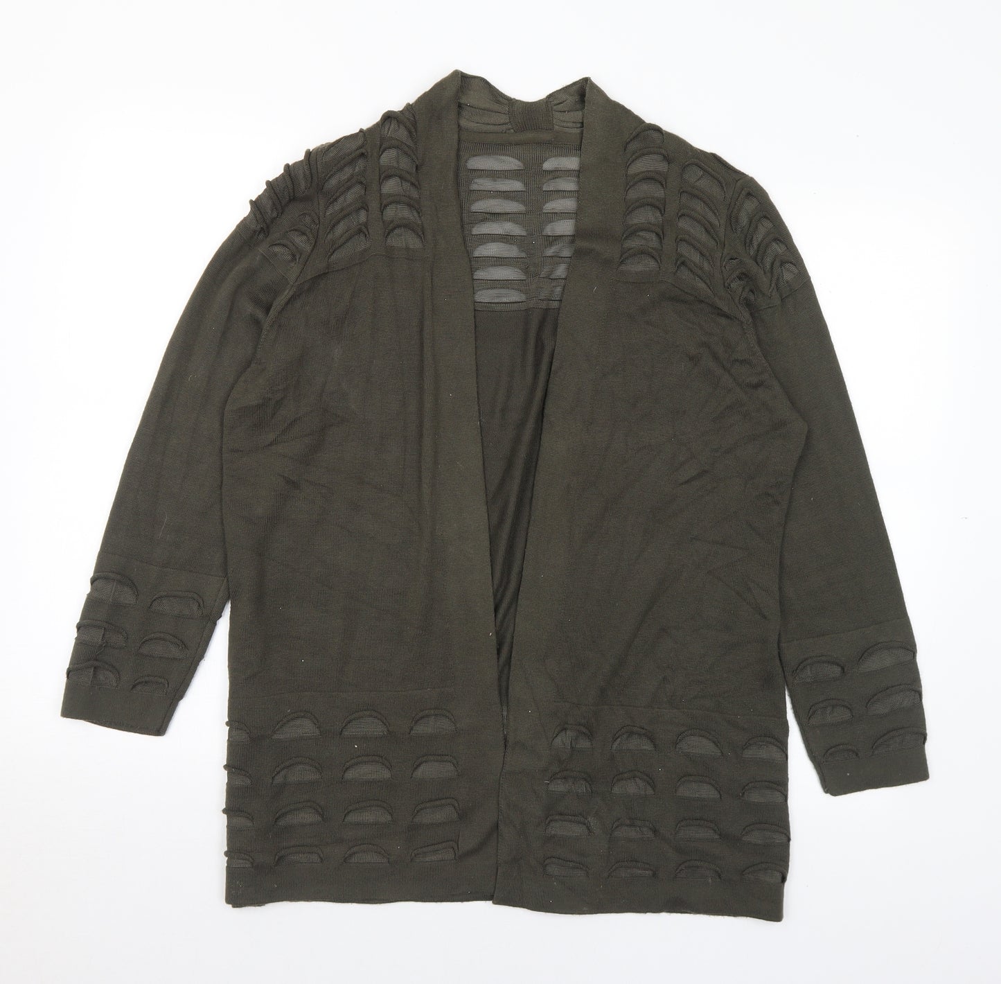 Marks and Spencer Womens Green V-Neck Viscose Cardigan Jumper Size 16