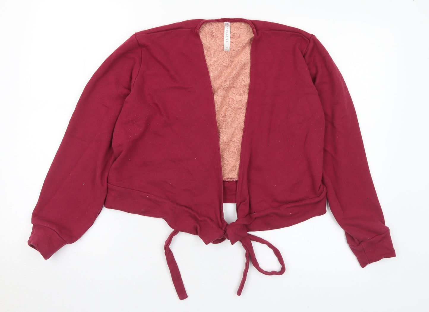 Fabletics Womens Red V-Neck Cotton Cardigan Jumper Size M