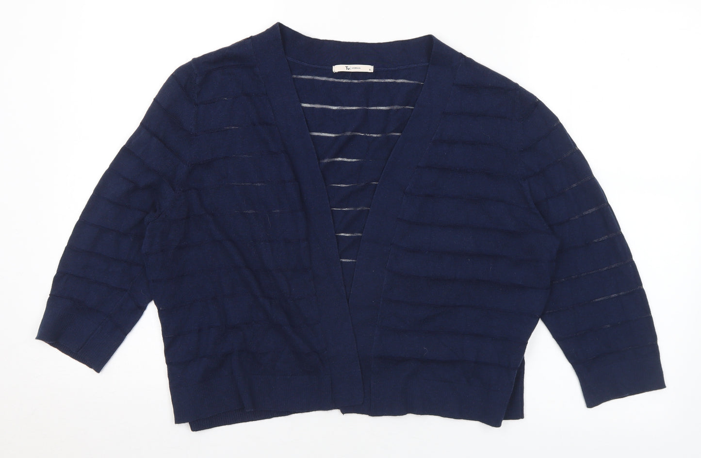 TU Womens Blue V-Neck Cotton Cardigan Jumper Size 16