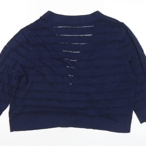 TU Womens Blue V-Neck Cotton Cardigan Jumper Size 16
