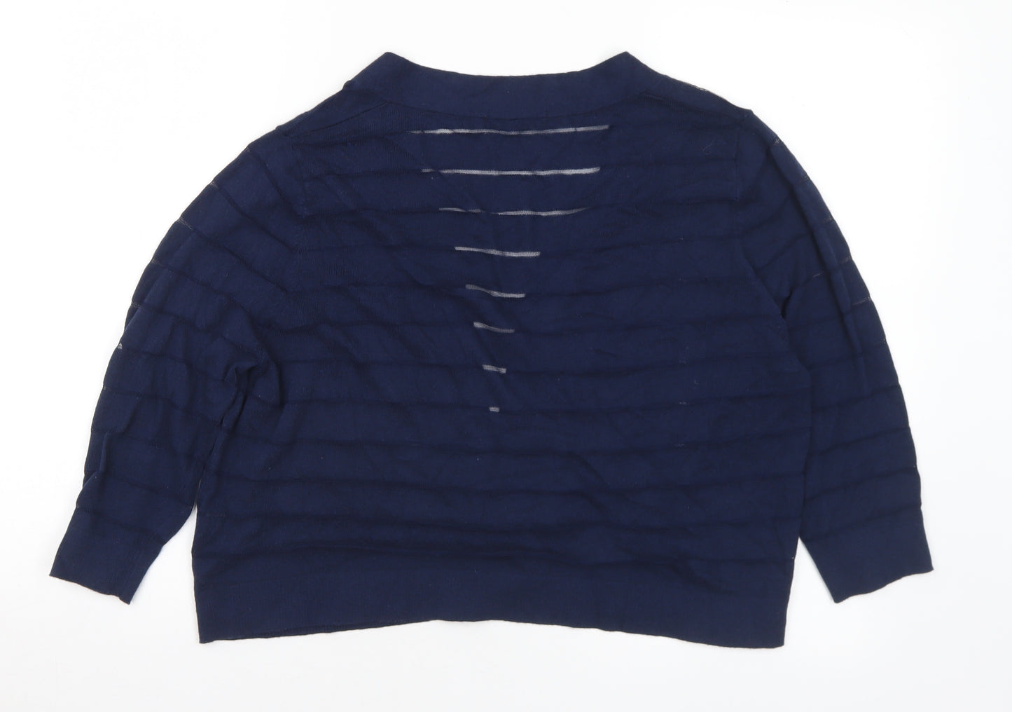 TU Womens Blue V-Neck Cotton Cardigan Jumper Size 16