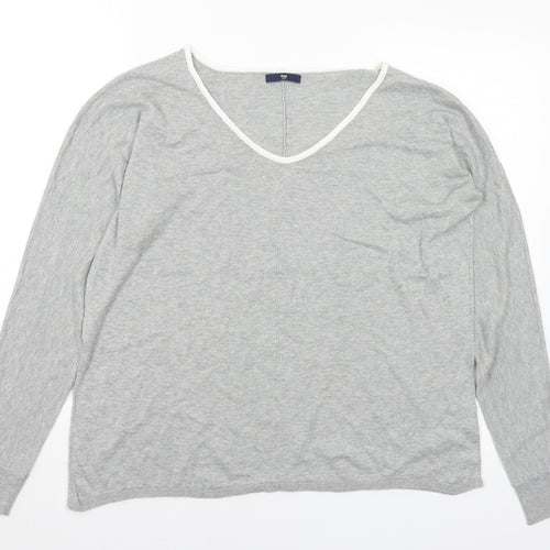 Gap Womens Grey Round Neck Cotton Pullover Jumper Size L