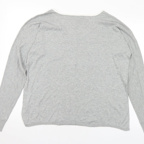 Gap Womens Grey Round Neck Cotton Pullover Jumper Size L