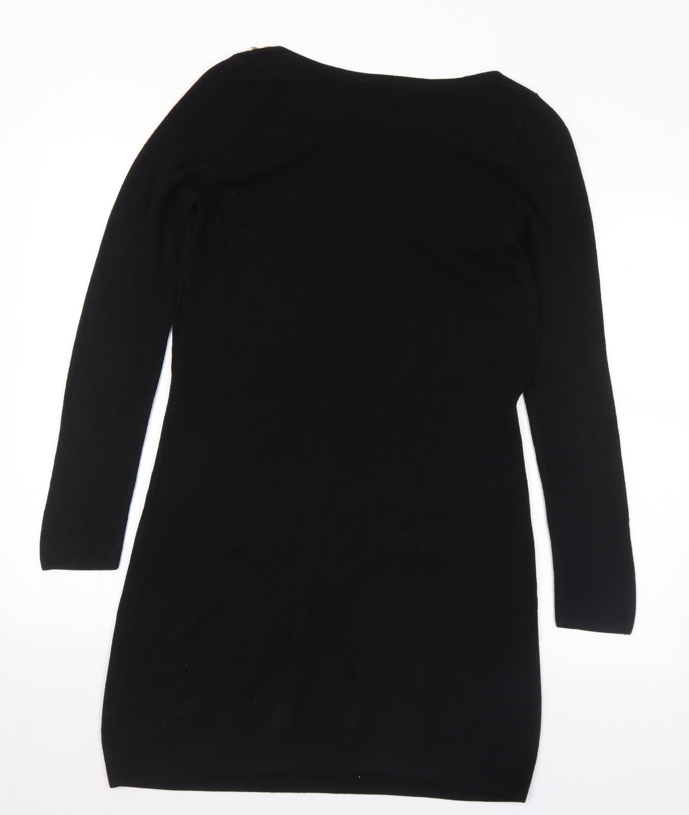 BHS Womens Black Acrylic Jumper Dress Size 14 Round Neck