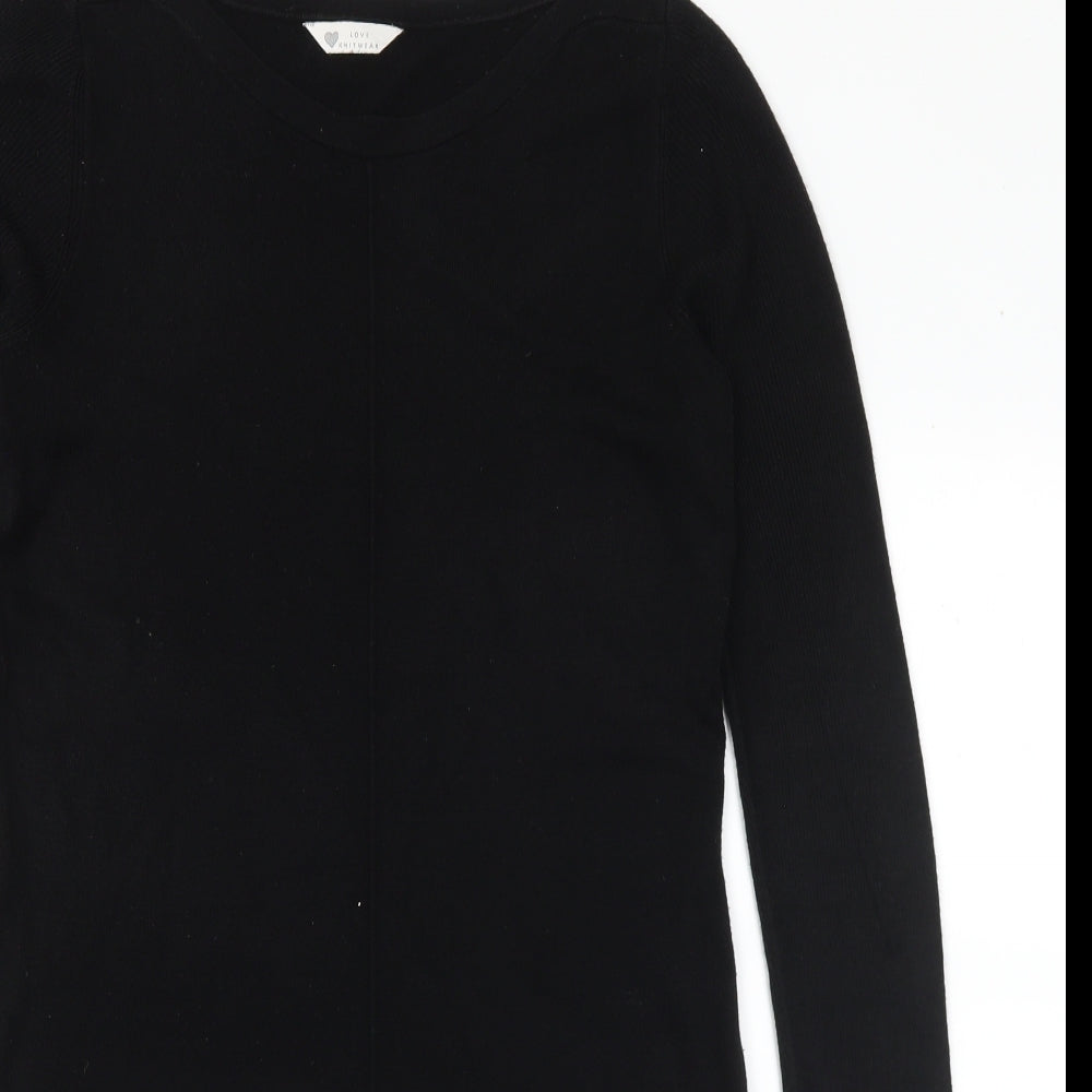 BHS Womens Black Acrylic Jumper Dress Size 14 Round Neck