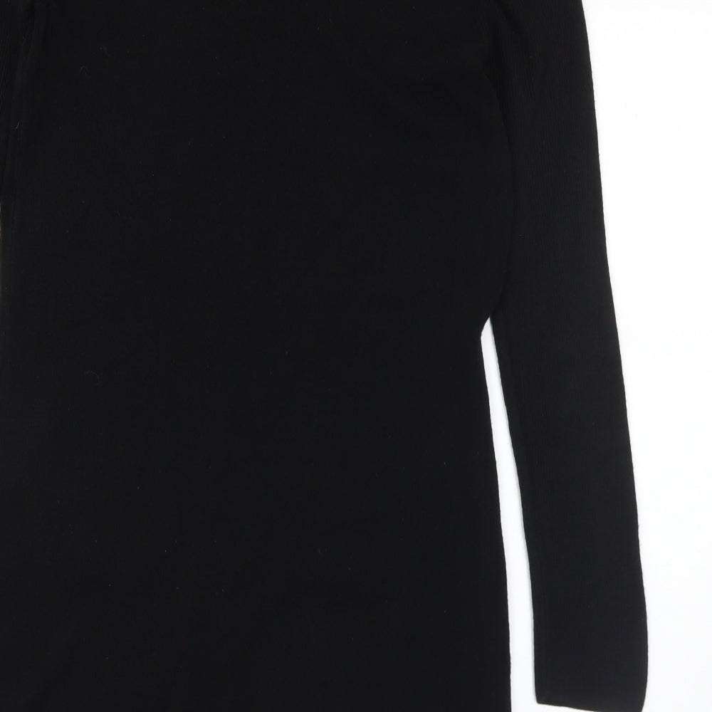 BHS Womens Black Acrylic Jumper Dress Size 14 Round Neck