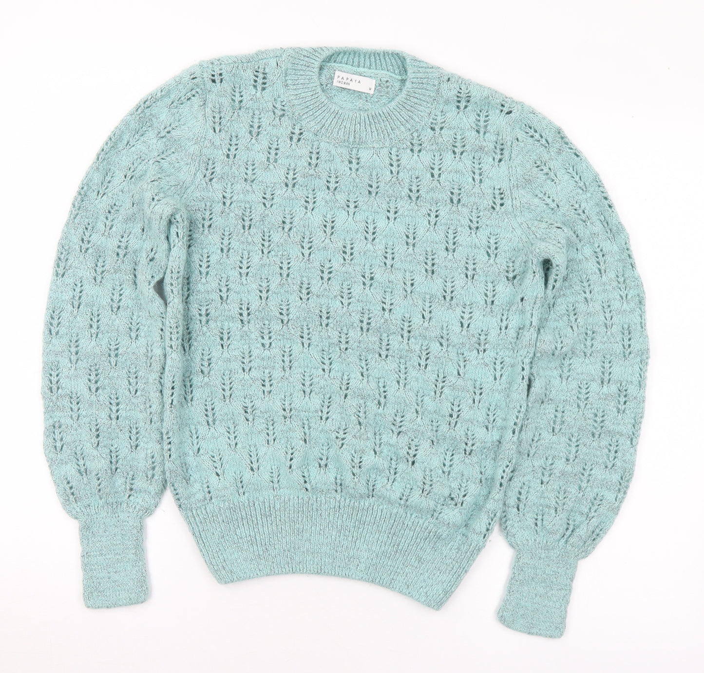 Papaya Womens Green Crew Neck Acrylic Pullover Jumper Size M