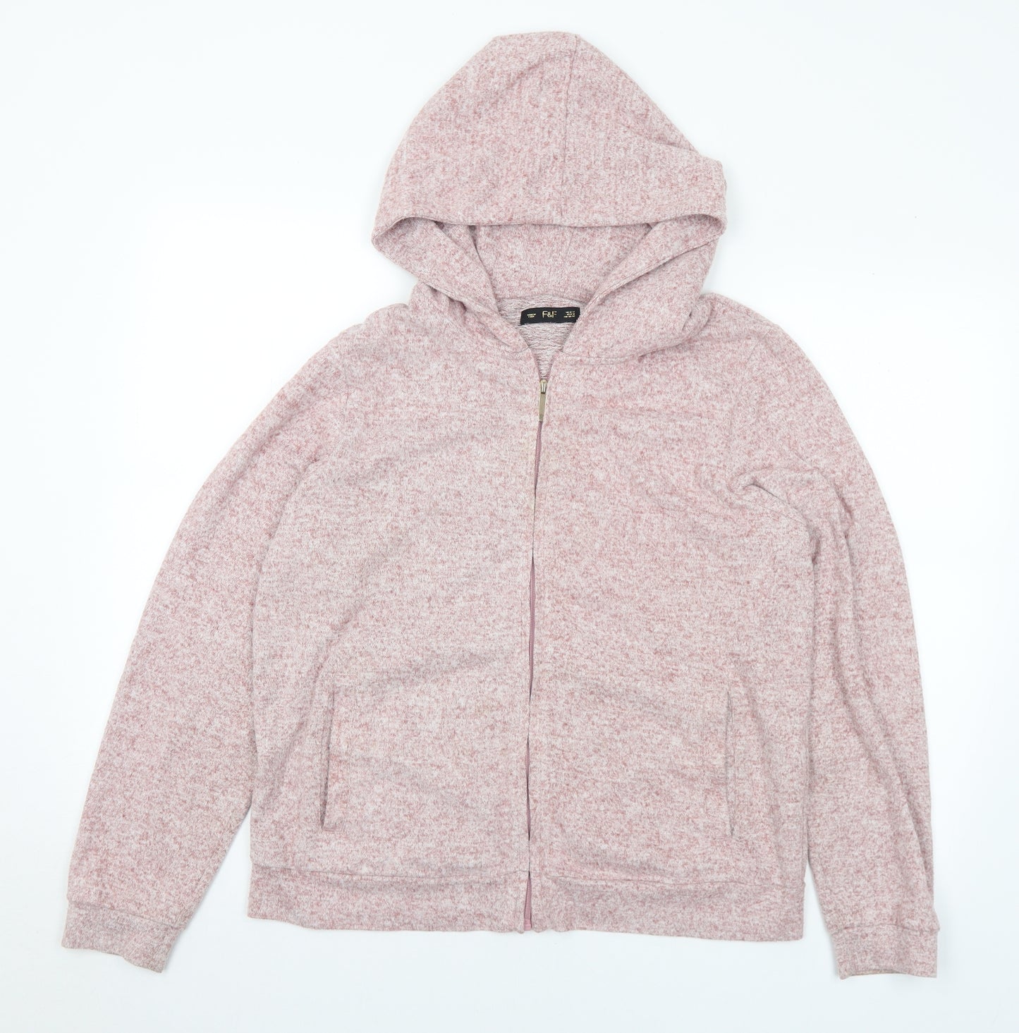 F&F Womens Pink Polyester Full Zip Hoodie Size 12 Zip - 12-14