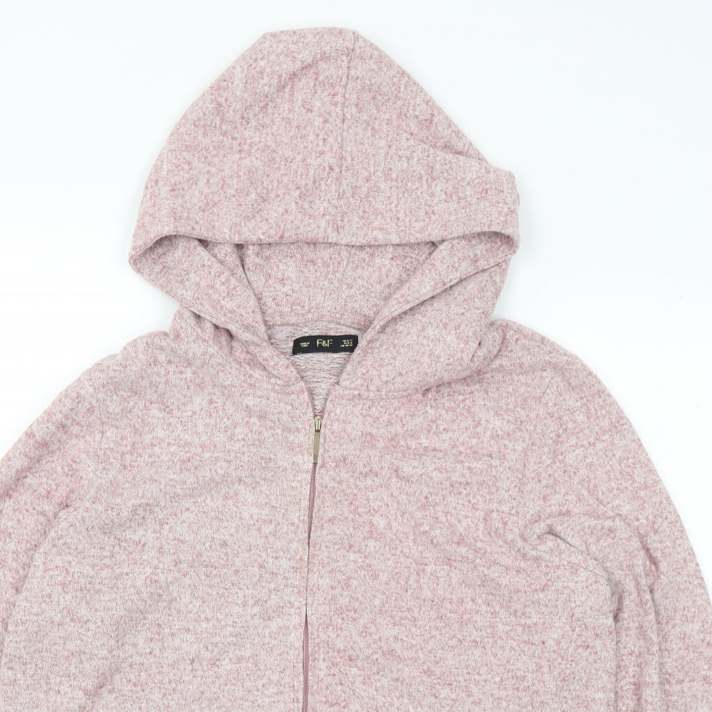 F&F Womens Pink Polyester Full Zip Hoodie Size 12 Zip - 12-14