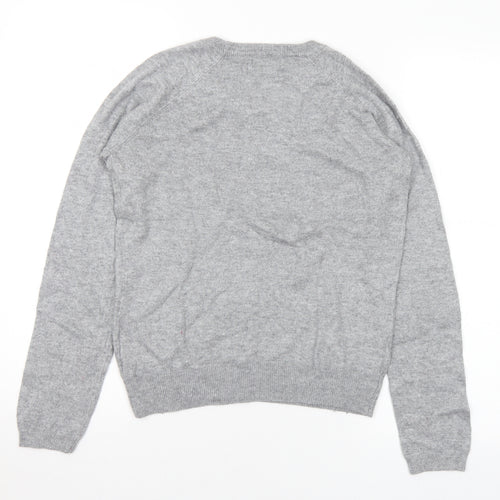 New Look Womens Grey Round Neck Nylon Pullover Jumper Size 12