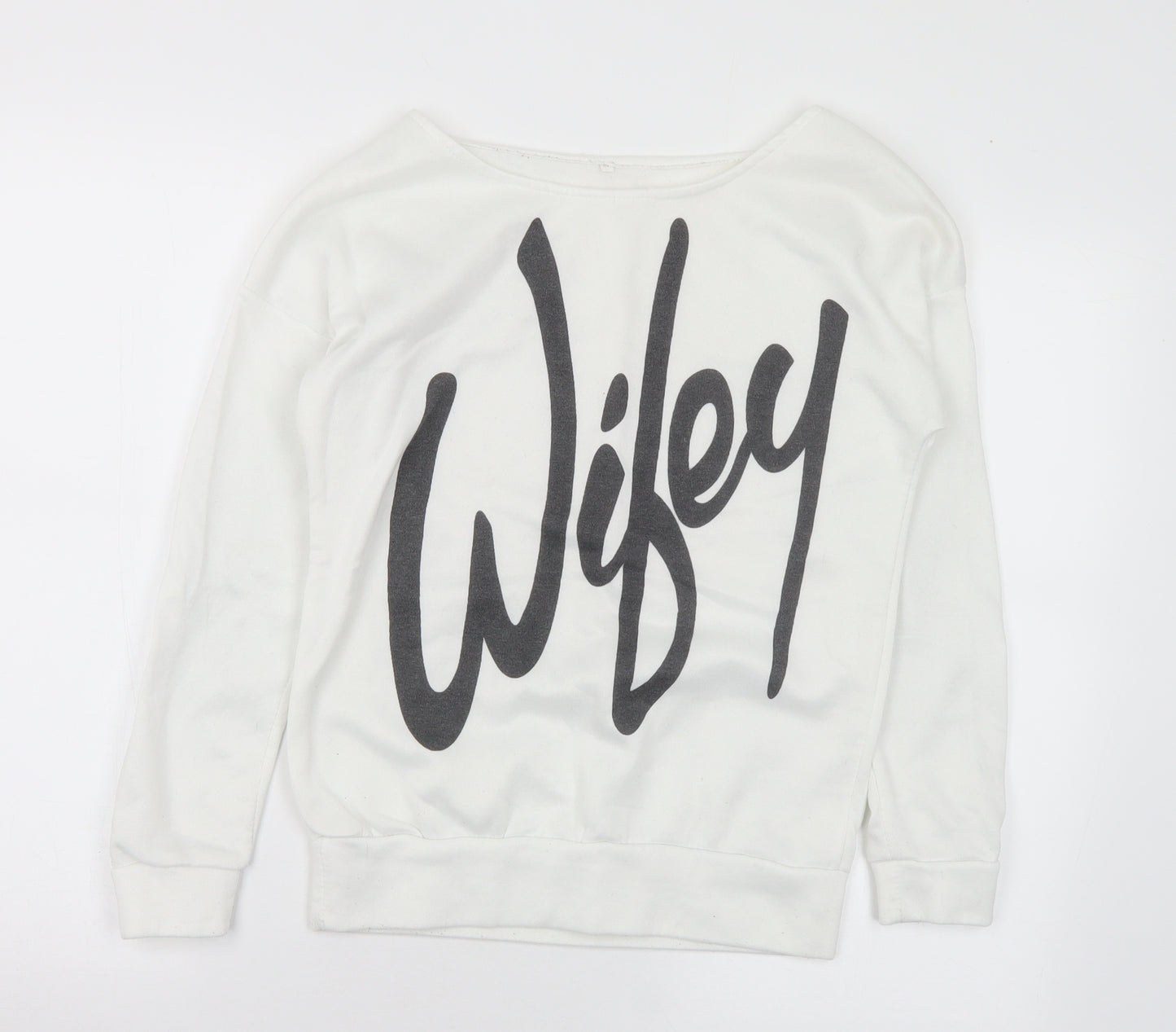Preworn Womens White Polyester Pullover Sweatshirt Size S - Wifey