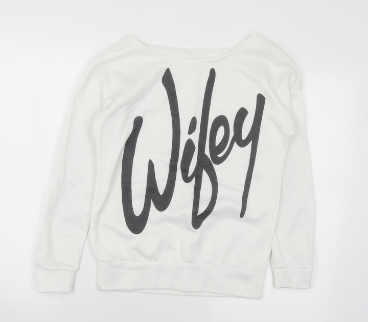 Preworn Womens White Polyester Pullover Sweatshirt Size S - Wifey