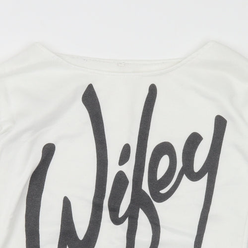 Preworn Womens White Polyester Pullover Sweatshirt Size S - Wifey