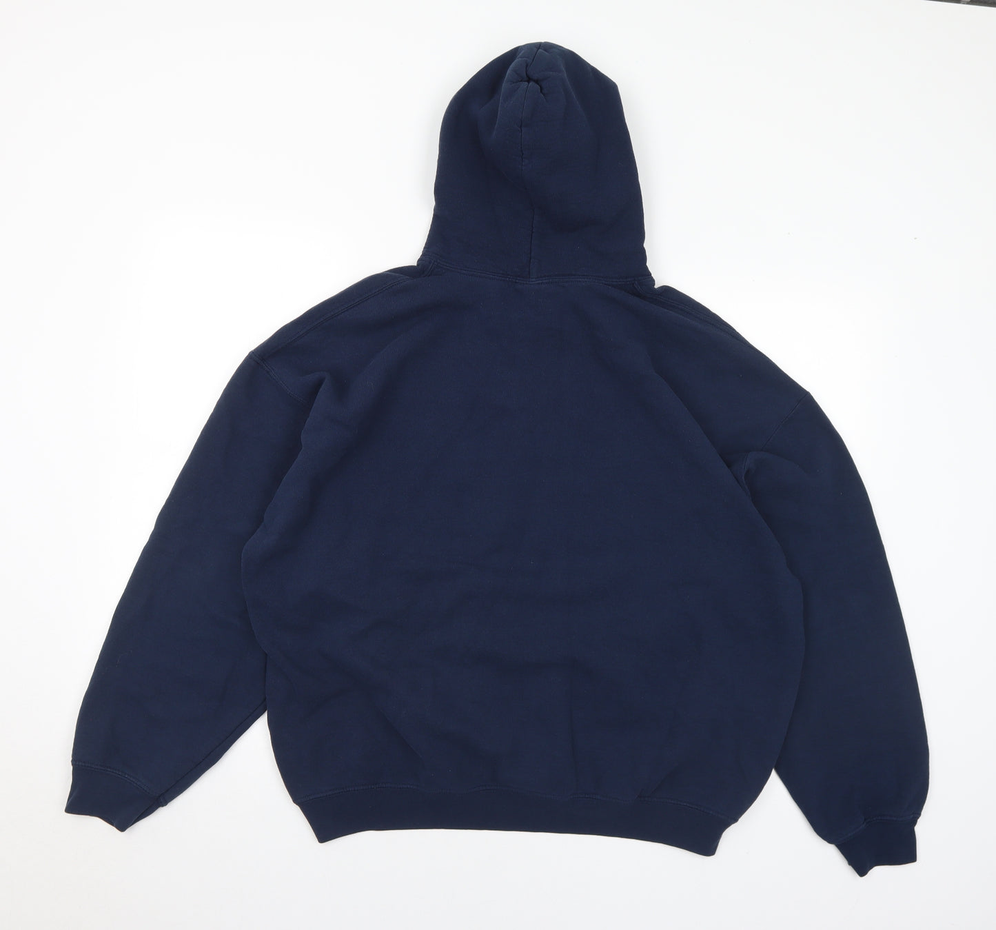 Gildan Womens Blue Cotton Pullover Hoodie Size XL - Beard