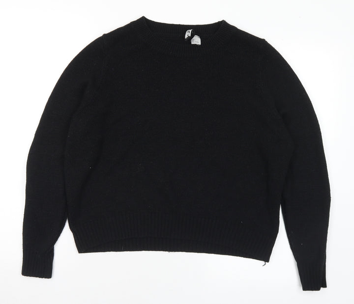 H&M Womens Black Round Neck Acrylic Pullover Jumper Size L
