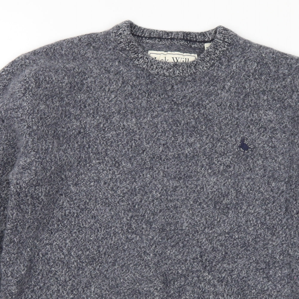 Jack Wills Womens Grey Crew Neck Wool Pullover Jumper Size M